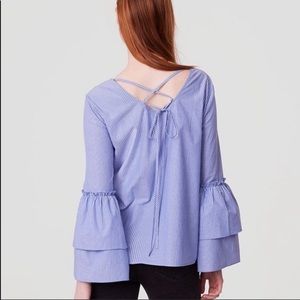 Loft Striped Tie Back Bell Sleeve Top